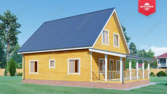 Дом из бруса с мансардой ДБ №140 - фото 4