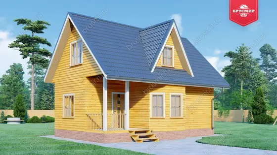 Дом из бруса с мансардой ДБ №14 - фото 1