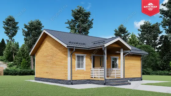 Проект дома из бруса ДБ №185, 72.4м², 1 эт., 3 комн. - фото 4