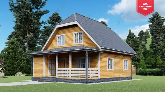 Проект дома из бруса ДБ №192, 103.2м², 1 эт. + манс., 5 комн. - фото 1