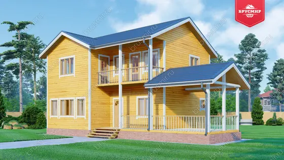 Двухэтажный дом из бруса ДБ №167