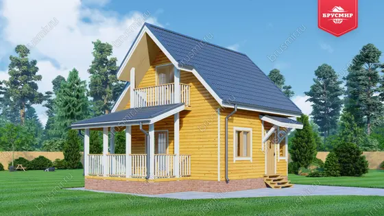 Дом из бруса с мансардой ДБ №164 - фото 2