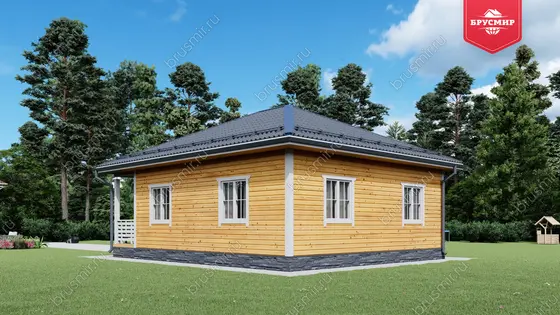 Проект дома из бруса ДБ №186, 56.8м², 1 эт., 3 комн. - фото 2