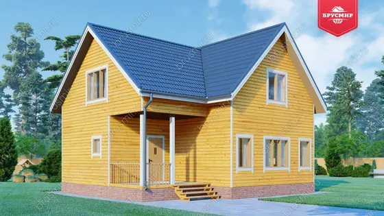Полутораэтажный дом из бруса ДБ №12