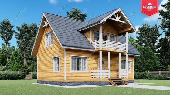 Дом из бруса с мансардой ДБ №52 - фото 4