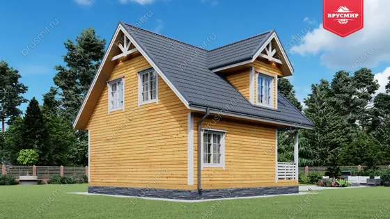 Дом из бруса с мансардой ДБ №84 - фото 3