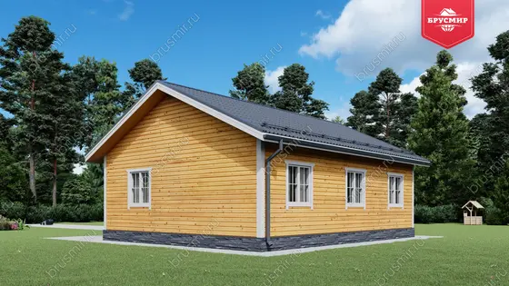 Проект дома из бруса ДБ №185, 72.4м², 1 эт., 3 комн. - фото 2