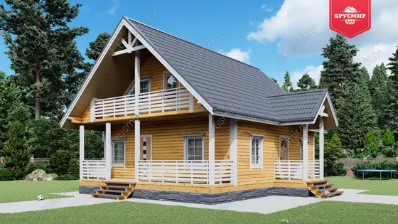 Дом из бруса мансардой ДБ №61