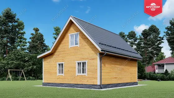 Проект дома из бруса ДБ №190, 89.2м², 1 эт. + манс., 4 комн. - фото 3