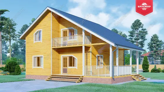 Полутораэтажный дом из бруса ДБ №133