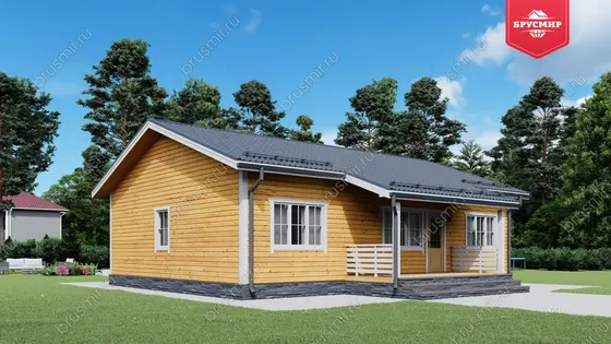 Проект дома из бруса ДБ №179, 98.1м², 1 эт., 4 комн. - фото 2