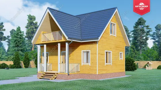 Дом из бруса с мансардой ДБ №50 - фото 2