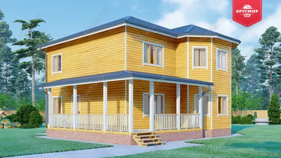 Двухэтажный дом из бруса ДБ №77