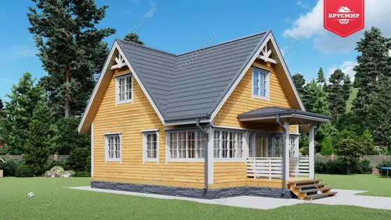 Дом из бруса с мансардой ДБ №13