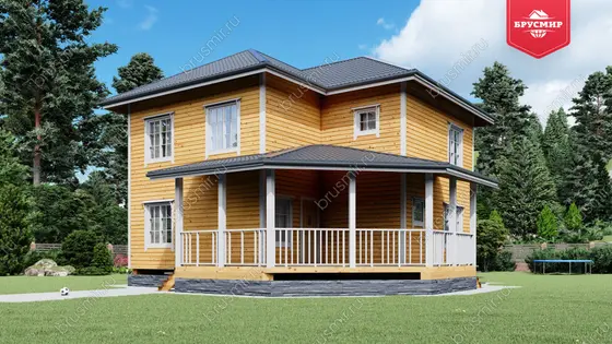 Двухэтажный дом из бруса ДБ №45
