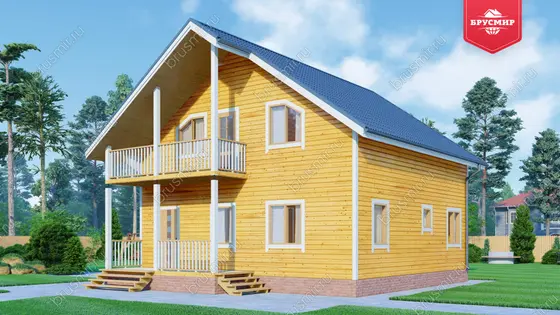 Полутораэтажный дом из бруса ДБ №87 - фото 1
