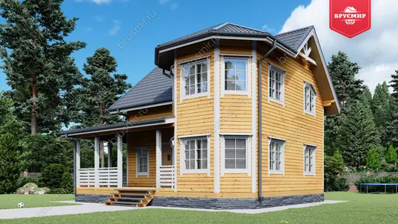 Полутораэтажный дом из бруса ДБ №16