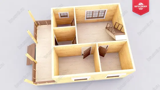 Дом из бруса с мансардой ДБ №76 - фото 5