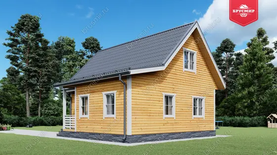 Проект дома из бруса ДБ №190, 89.2м², 1 эт. + манс., 4 комн. - фото 2
