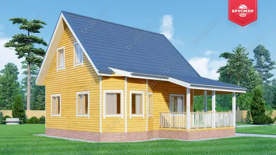 Дом из бруса с мансардой ДБ №125 - фото 1