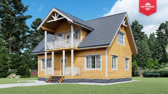 Дом из бруса с мансардой ДБ №52