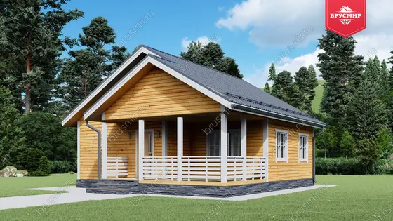 Проект дома из бруса ДБ №176, 56.5м², 1 эт., 3 комн. - фото 1