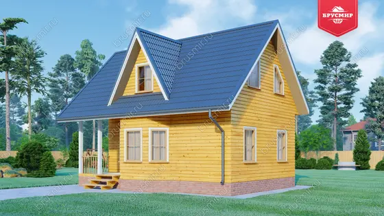 Дом из бруса с мансардой ДБ №14 - фото 2