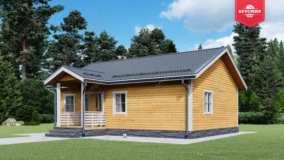 Проект дома из бруса ДБ №185, 72.4м², 1 эт., 3 комн. - фото 1