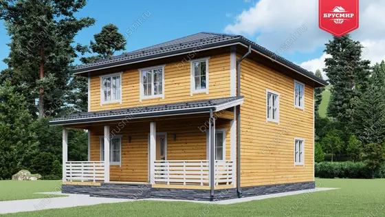 Проект дома из бруса ДБ №178, 121.2м², 2 эт., 5 комн. - фото 1