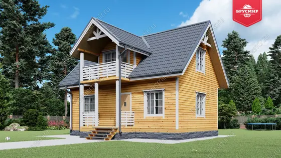 Дом из бруса с мансардой ДБ №22