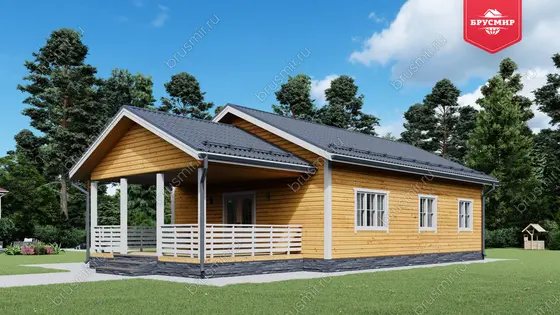 Проект дома из бруса ДБ №183, 79.1м², 1 эт., 3 комн. - фото 2