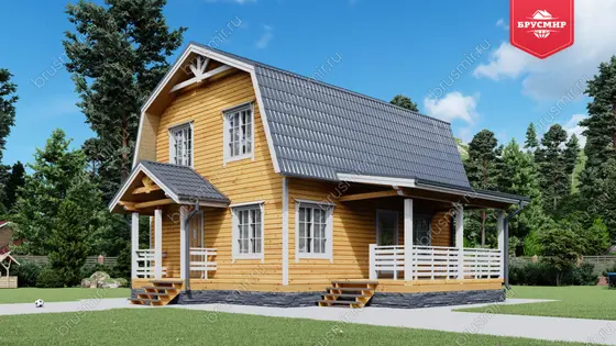 Дом из бруса с мансардой ДБ №67