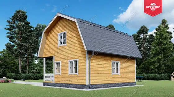Проект дома из бруса ДБ №194, 76.8м², 1 эт. + манс., 5 комн. - фото 2