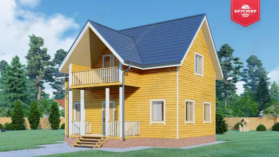 Полутораэтажный дом из бруса ДБ №48