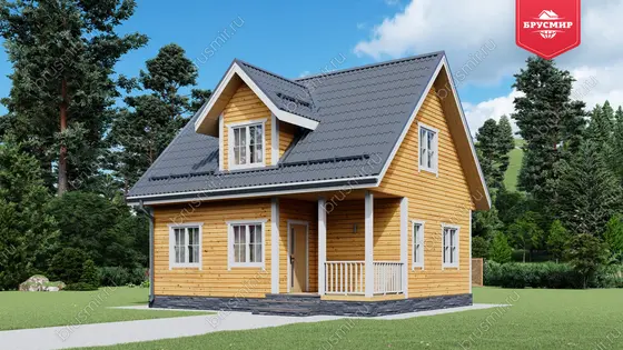 Проект дома из бруса ДБ №193, 78.8м², 1 эт. + манс., 4 комн. - фото 1