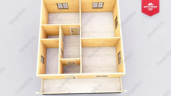 Проект дома из бруса ДБ №186, 56.8м², 1 эт., 3 комн. - фото 5