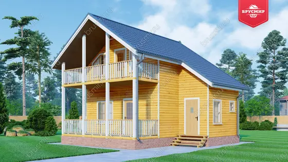 Полутораэтажный дом из бруса ДБ №97 - фото 1