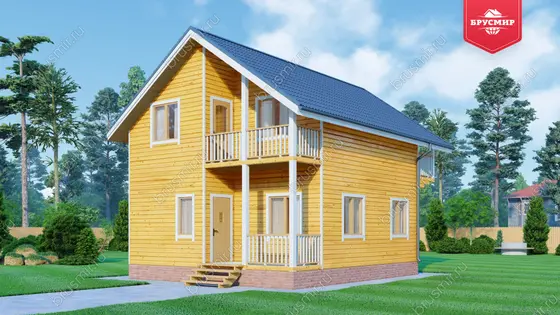 Полутораэтажный дом из бруса ДБ №146 - фото 1