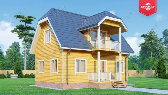 Дом из бруса с мансардой ДБ №101 - фото 4