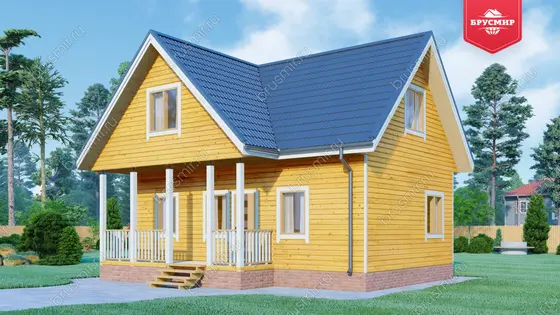 Дом из бруса мансардой ДБ №60