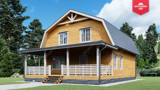 Дом из бруса с мансардой ДБ №37