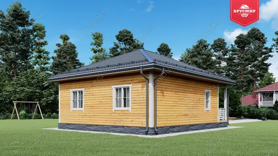 Проект дома из бруса ДБ №186, 56.8м², 1 эт., 3 комн. - фото 3