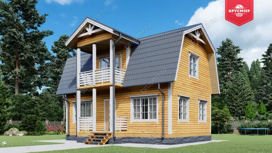 Дом из бруса с мансардой ДБ №72