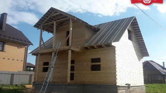 Фоторепортаж №24 Строительство дома из бруса 7х10м