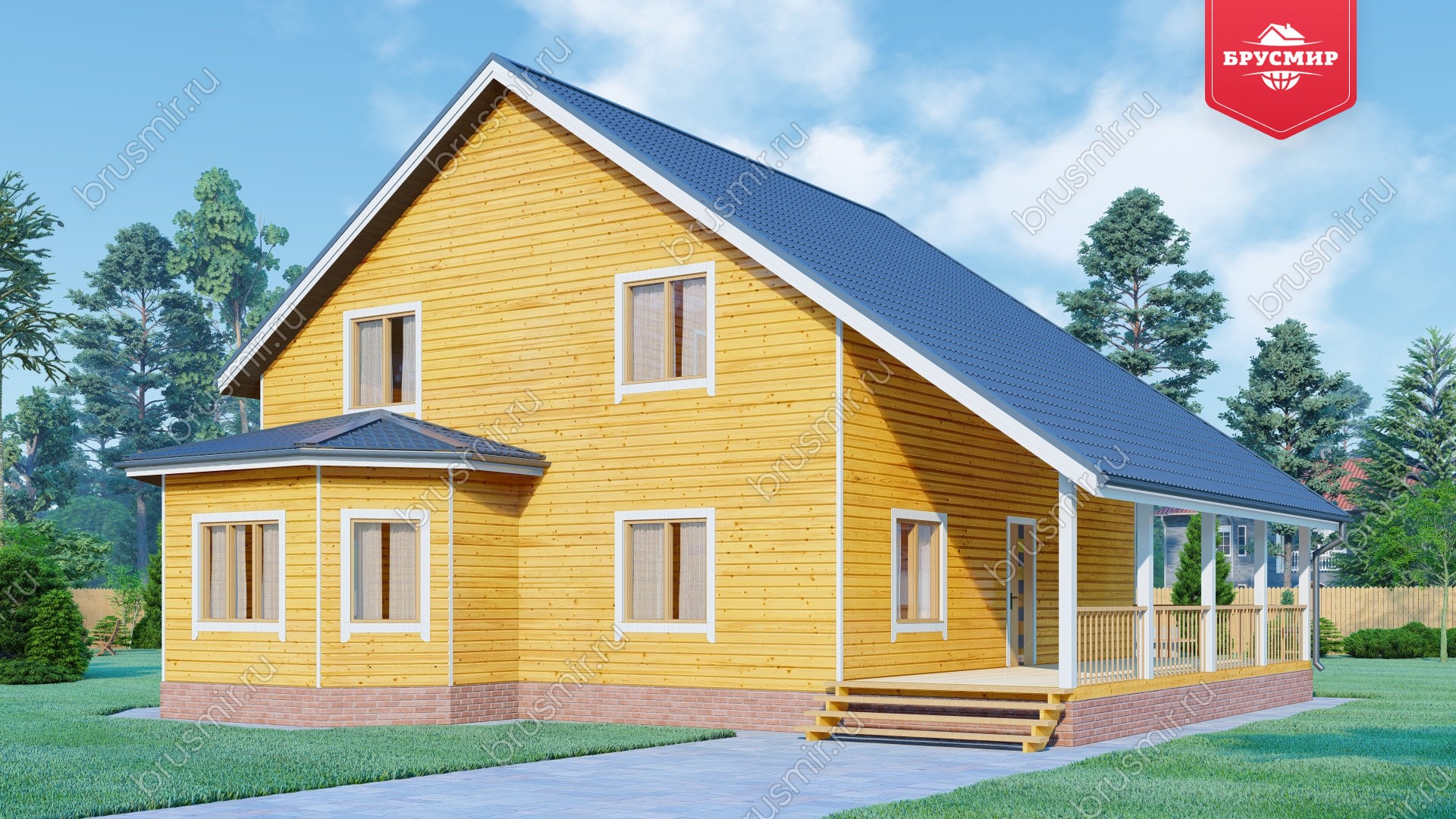 Полутораэтажный дом из бруса ДБ №138