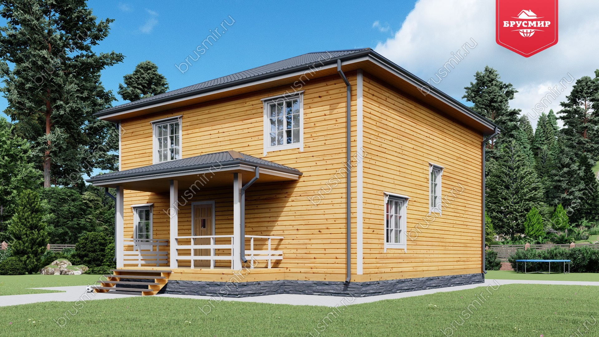 Двухэтажный дом из бруса ДБ №38