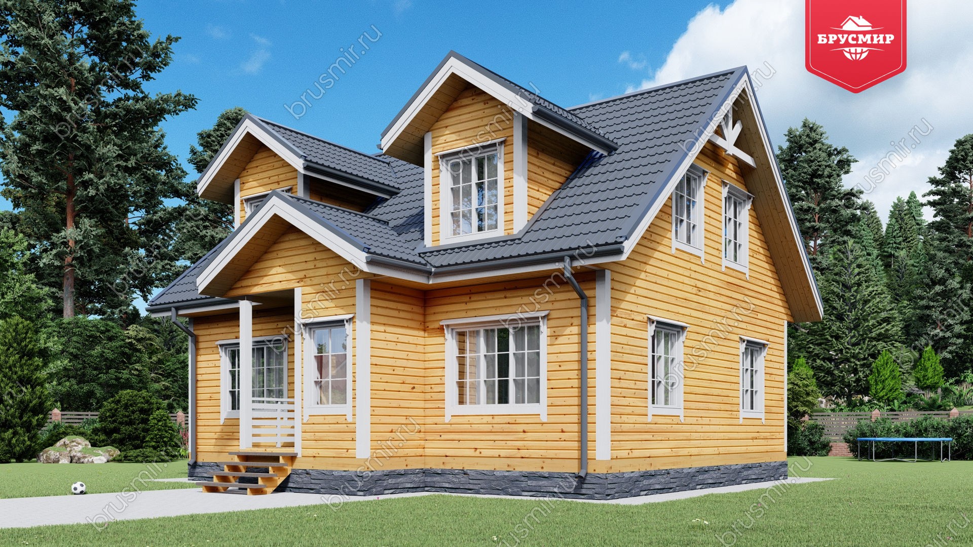 Дом из бруса с мансардой ДБ №78