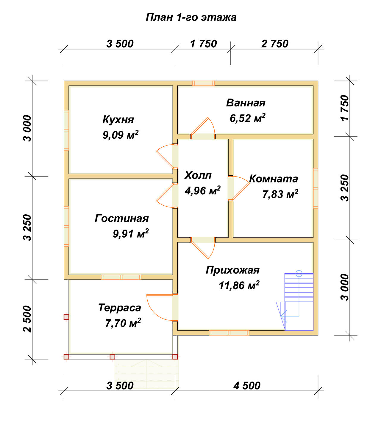 Дом из бруса с мансардой ДБ №165 - планировка 1