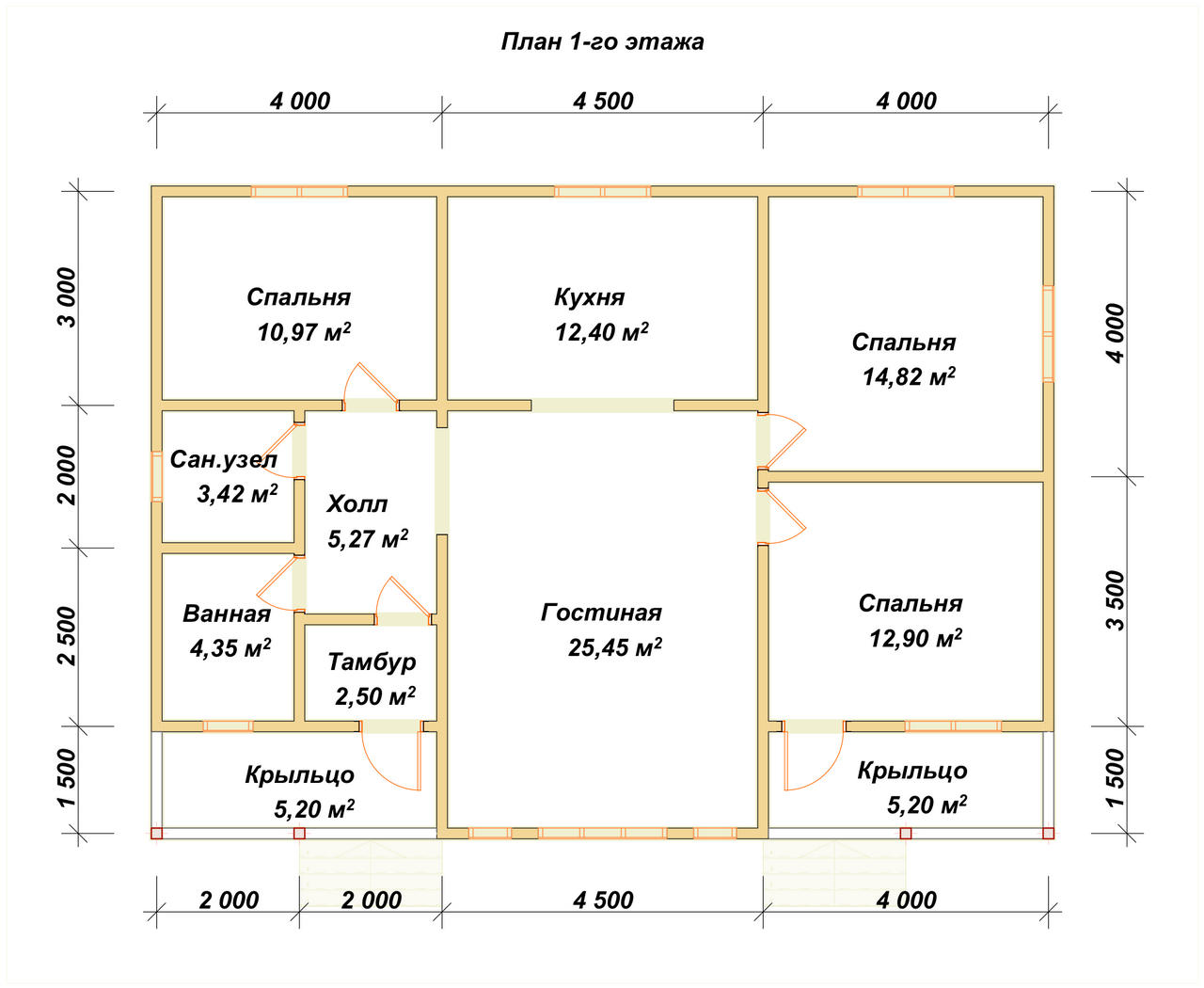 Одноэтажный дом из бруса ДБ №163 - планировка 1