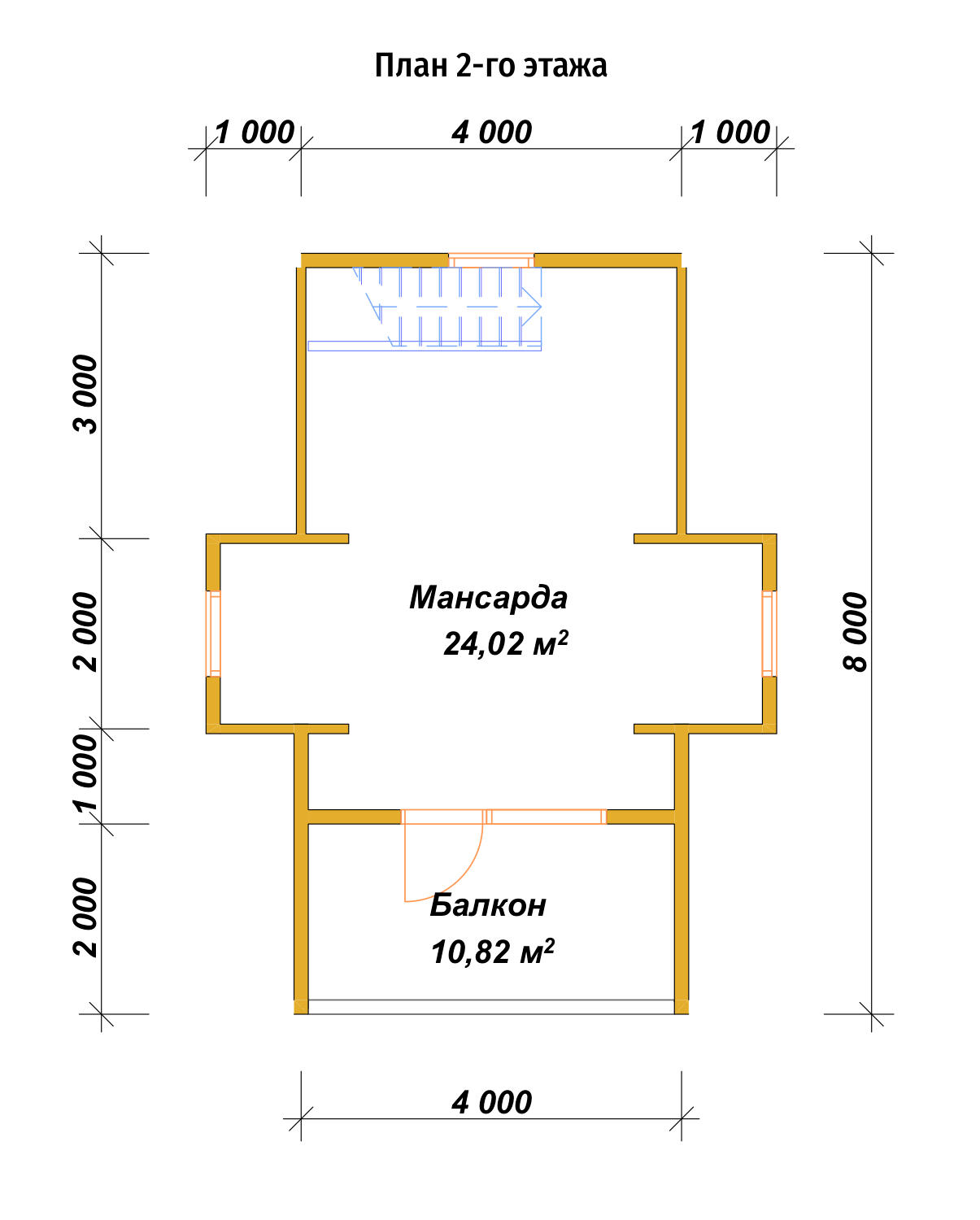 Дом из бруса с мансардой ДБ №76 - планировка 2
